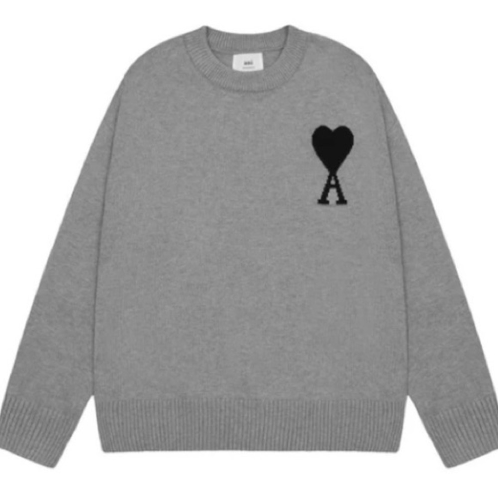 Ami love classic sports casual knitted sweater
